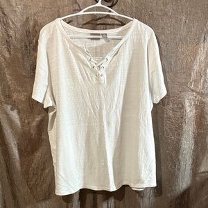 Women's White Lace-Up Top